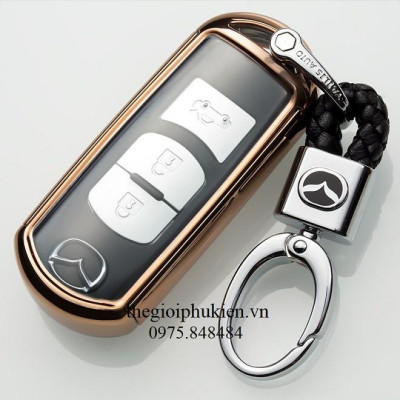 Ốp, bọc chìa khóa silicon tráng gương bảo vệ chìa khóa xe Mazda 2, 3, 6, CX-5, CX5, CX8, CX-8 kèm móc đeo INOX