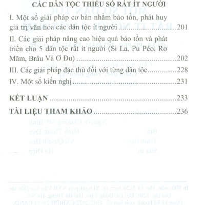 Bảo Tồn Và Phát Triển Một Số Dân Tộc Rất Ít Người Ở Việt Nam (Si La, Pu Péo, Rơ Măm, Brâu Và Ơ Đu)