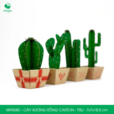 MFK04D - 7x7x18.5 cm - Cây xương rồng lắp ráp bằng giấy carton để bàn trang trí, bộ xếp hình sáng tạo