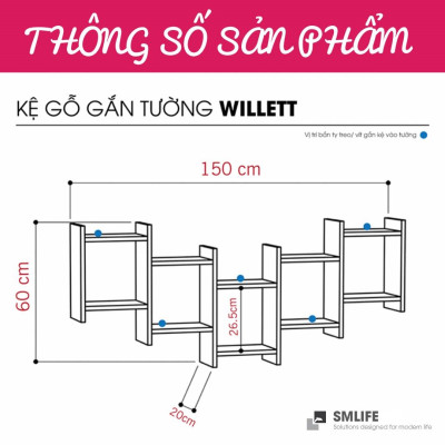 Kệ gỗ trang trí đa năng SMLIFE Willett