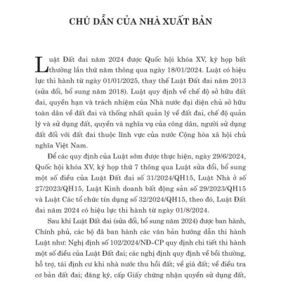 Các văn bản hướng dẫn thi hành Luật đất đai (sửa đổi, bổ sung năm 2024) - bản in 2025