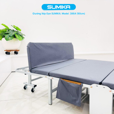 Giường xếp gấp gọn di động SUMIKA 386A, chiều rộng 90cm, khung thép, có bánh xe di chuyển
