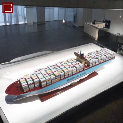 Mô Hình Thuyền Gỗ Trang Trí, tàu container, Thuyền Thương Mại EMMA MAERSK, thuyền chở hàng, hàng chính hãng