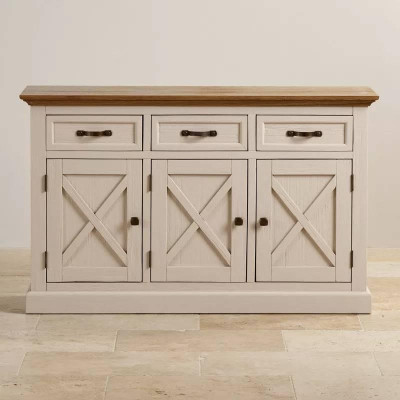 Tủ Chén Thấp Seychelles Loại Lớn Gỗ Sồi Ibie DSCSLSEYO - Trắng (140 x 42 cm)