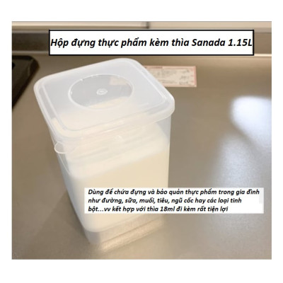 Hộp đựng thực phẩm Sanada 1.15L có thìa đi kèm tiện lợi khi sử dụng - nội địa Nhật Bản 