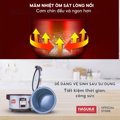 Nồi cơm điện công nghiệp Hasuka HSK-989 với dung tích lớn 5.6L, hiệu suất 1900W nhanh chóng, hiện đại (BH 12 tháng) - Hàng chính hãng