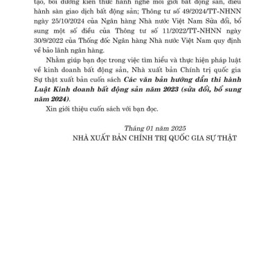 Các văn bản hướng dẫn thi hành Luật kinh doanh bất động sản năm 2023 (sửa đổi, bổ sung năm 2024) - bản in 2025