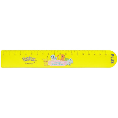 Thước Nhựa 18 cm Pokemon - Plus 900-V062 - Màu Vàng