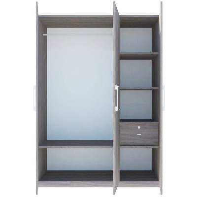 Tủ quần áo gỗ MDF Tundo 3 cánh 2 ngăn kéo màu xám 140 x 55 x 200cm