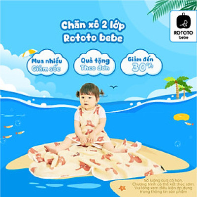 Chăn xô mùa hè cho bé và trẻ nhỏ (2 lớp) Rototo Bebe Hàn Quốc kích thước 90x120cm thoáng khí, thấm hút mồ hôi tốt