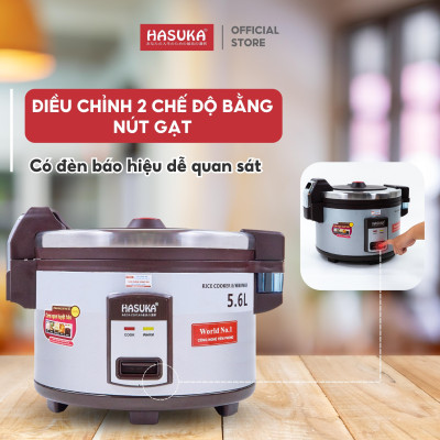 Nồi cơm điện công nghiệp Hasuka HSK-989 với dung tích lớn 5.6L, hiệu suất 1900W nhanh chóng, hiện đại (BH 12 tháng) - Hàng chính hãng