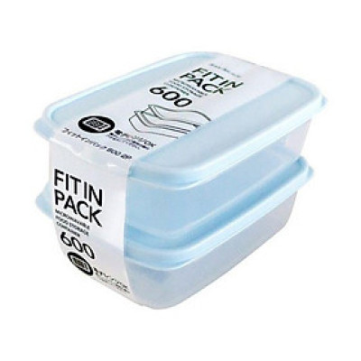 Set 2 Hộp Nhựa Nắp Dẻo 600ml Xanh Mint, Trắng