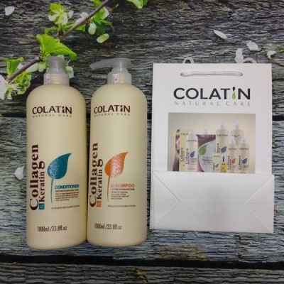 Bộ dầu gội xả dưỡng chất tơ tằm Collagen COLATIN Shampoo & Conditioner 500ml