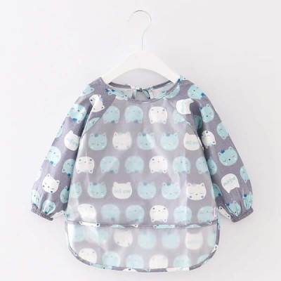 Yếm máng dài tay Cotton chống thấm nước cho bé tập ăn, tập vẽ Mastela