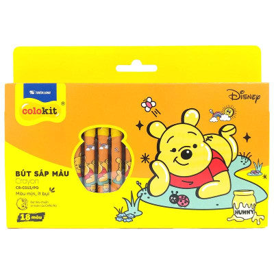 Hộp 18 Bút Sáp Màu Crayon - Colorkit CR-C013/PO - Hình Gấu Pooh