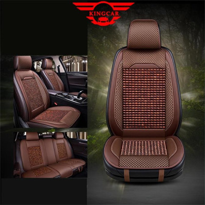 01 cái áo ghế ô tô chất liệu da cao cấp phủ 1 ghế trước, có đan hạt gỗ chống nóng, massage lưng