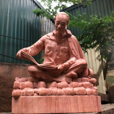 Tượng bác hồ gỗ hương đá kt 30×25×15cm 