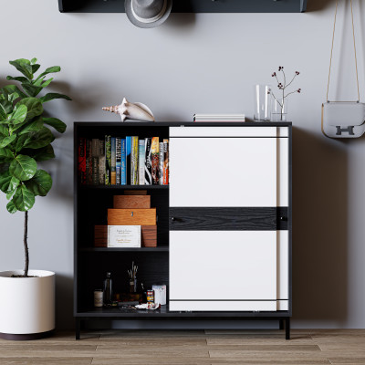 [Happy Home Furniture] TAKO, Tủ lưu trữ 2 cánh lùa - chân sắt , 110cm x 30cm x 110cm ( DxRxC), TCL_034