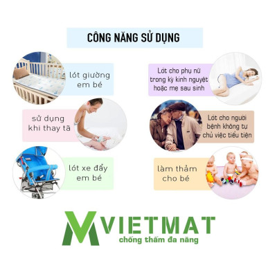 Tấm lót chống thấm cho bé VIETMAT 1 tấm size 50x70cm và 1 tấm size 70x100cm