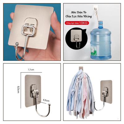 Combo Móc phơi quần áo inox có khóa móc treo chắc chắn - 10 kẹp được phủ nhựa chống sầy xước khi phơi đồ ( tặng móc dán inox to ) Hàng Cao Cấp