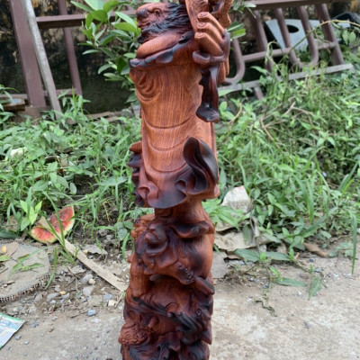 Tượng đạt ma sư tổ bằng gỗ hương đá làm mầu giả cổ kt 60×20×12cm