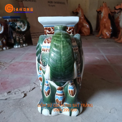 Đôn Voi khắc hoa văn men xanh đồng gốm sứ Bát Tràng