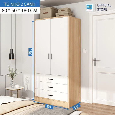 Tủ Quần Áo Gỗ Nhiều Ngăn Đa Năng Màu Trắng Phối Vân Gỗ Sồi SIB Decor TA09