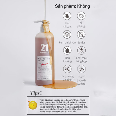 Dầu gội dưỡng ẩm Pharma 21 Nhật Bản dầu gội đầu dưỡng tóc suôn mượt phục hồi tóc cao cấp- Chai 600ml