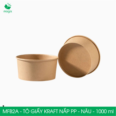 MFB2A - 1000ml - 100 Tô giấy kraft nâu nắp PP - Bát giấy đựng thực phẩm