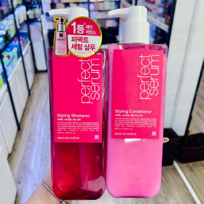 Dầu gội Serum dưỡng tóc mềm mượt, vào nếp, hỗ trợ phục hồi tóc hư tổn Mise en Scène Shampoo Hàn Quốc 680ml