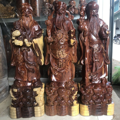 Tượng phật tam đa phúc lộc thọ bằng gỗ trắc kt cao 60×15×18