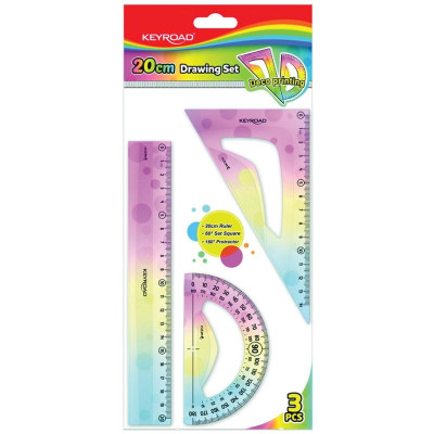 Bộ 3 Thước Học Sinh - Keyroad KR972402 (Mẫu Màu Giao Ngẫu Nhiên)