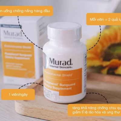 Viên uống chống nắng nội sinh Murad Hộp 60v, chiết xuất từ quả lựu, giúp bảo vệ da khỏi tác động của tia tử ngoại, làm sáng, mịn da, mang lại làn da tươi trẻ, khỏe mẫu mới