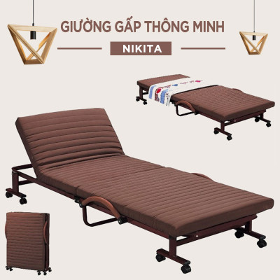 Giường gấp gọn văn phòng, có bánh xe di chuyển tiện lợi - Hàng chính hãng NIKITA