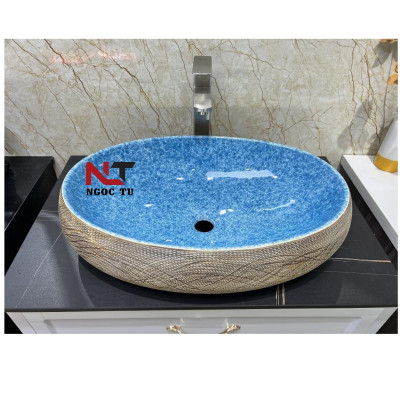 CHẬU LAVABO ELIP, CHẬU RỬA MẶT XANH NGỌC BÍCH RẤT ĐẸP VÀ SANG TRỌNG QUÝ PHÁI GROVES NHẬP KHẨU CHÍNH HÃNG GRVL 8126