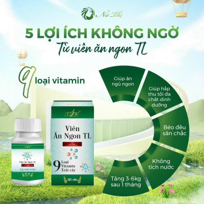 [Combo 3 Hộp] VIÊN ĂN NGON TL 100 VIÊN , HỖ TRỢ TĂNG CÂN, ĂN NGON, NGỦ NGON CHÍNH HÃNG