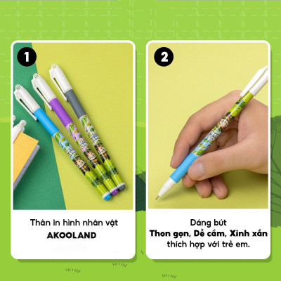 Bút Gel 0.5 mm - Nhân Vật Akooland Tahi - Thiên Long Gel-012/AK - Mực Tím