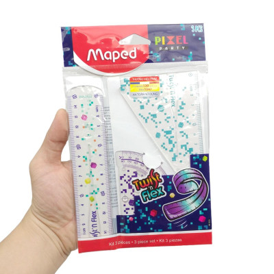 Bộ 3 Thước Học Sinh Cuộn Mềm Pixel Party - Maped 981835