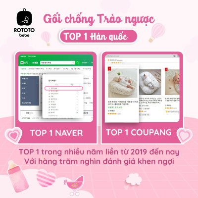 Gối chống trào ngược cho bé Rototo Bebe cao cấp nhập khẩu - Loại Cotton