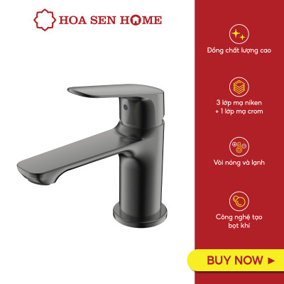 Vòi lavabo nóng lạnh TUSLO F004 Luxury chất liệu đồng nguyên chất, mạ Crom-Niken, công nghệ tạo bọt khí hiện đại - Hoa Sen Home - Hàng chính hãng