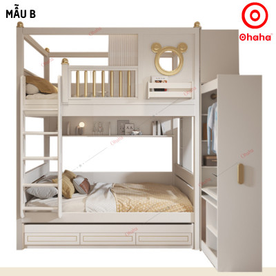 [Miễn phí lắp đặt & vận chuyển] Giường tầng trẻ em thông minh cao cấp 3 tầng Ohaha có tủ quần áo Ohaha - GTCC027