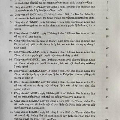Hệ thống Công văn hướng dẫn nghiệp vụ của Tòa án nhân dân tối cao trong lĩnh vực Dân sự và Tố tụng Dân sự (từ năm 1986 đến năm 2023)