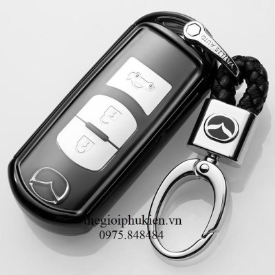 Ốp, bọc chìa khóa silicon tráng gương bảo vệ chìa khóa xe Mazda 2, 3, 6, CX-5, CX5, CX8, CX-8 kèm móc đeo INOX