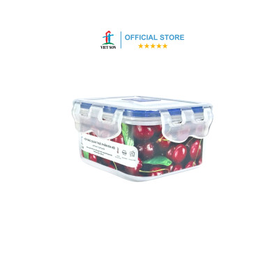 [TẶNG KHAY RÁO NƯỚC] Bộ 2 Hộp Đựng Thực Phẩm VIETSON 600ml Nắp Khóa 4 Cạnh Kín Hơi