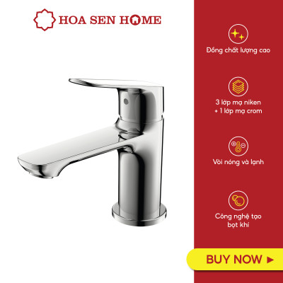 Vòi lavabo nóng lạnh TUSLO F002 Luxury chất liệu đồng nguyên chất, mạ Crom-Niken, công nghệ tạo bọt khí hiện đại - Hoa Sen Home - Hàng chính hãng