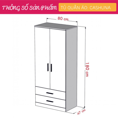 Tủ quần áo bằng gỗ công nghiệp thiết kế hiện đại SMLIFE Cashuna