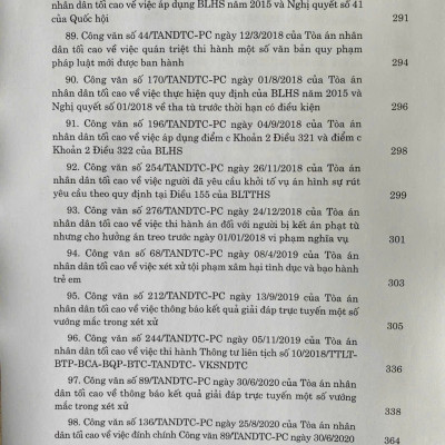 Hệ thống Công văn hướng dẫn nghiệp vụ của Tòa án nhân dân tối cao trong lĩnh vực Hình sự và Tố tụng Hình sự (từ năm 1987 đến năm 2023)