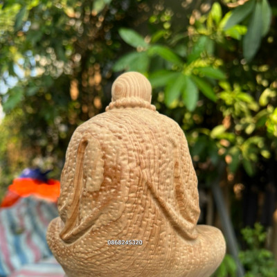 Tượng đạt ma sư tổ ngồi thiền bằng gỗ ngọc am thơm phức kt 15×14×9cm