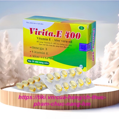 Vitamin E 400iu  vivita.E 400 - Hộp 30 viên nang - đẹp da, chống lão hóa