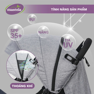 Xe đẩy gấp gọn cho bé Mastela HN275 - Xe đẩy em bé siêu nhẹ, thoáng khí bảo hành 12 tháng